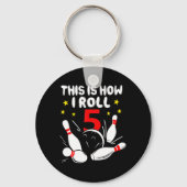 5歳のボーリング私の5転が誕生日 キーホルダー (正面)