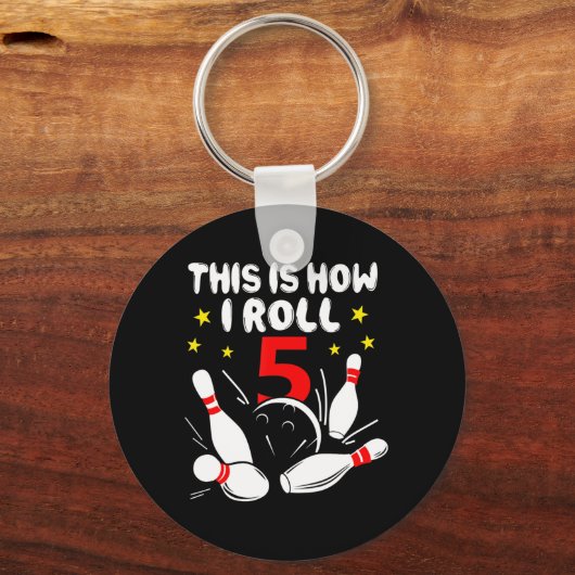 5歳のボーリング私の5転が誕生日 キーホルダー (正面)