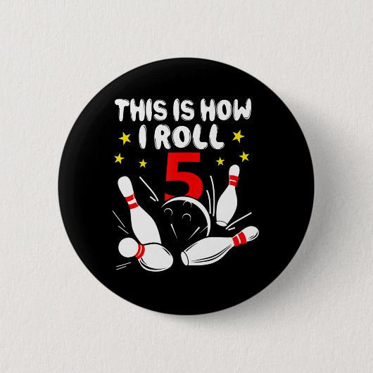 5歳のボーリング私の5転が誕生日 缶バッジ (正面)