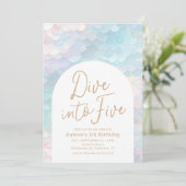 5歳のマーメイドの誕生日パーティーに飛び込もう 招待状 (スタンド正面)
