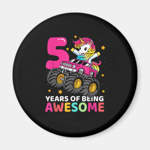 5歳のユニコーンがモンスタートラックに乗る 5歳の誕生日 マグネット