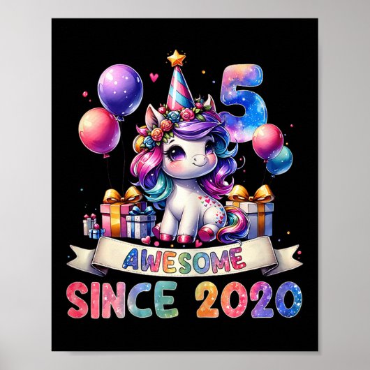 5歳のユニコーンギフトfor女子5誕生日Gi ポスター (正面)