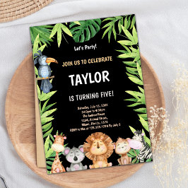5歳のワイルドな誕生日招待状 招待状