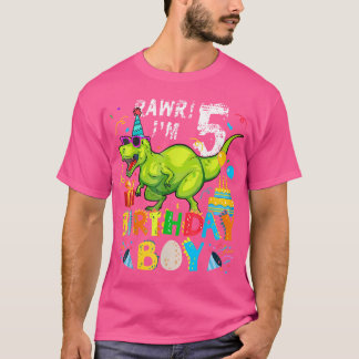 5歳の古い誕生日ギフト – 5th Tレックス恐竜バット Tシャツ