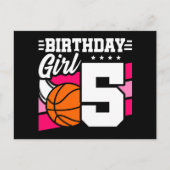 5歳の女の子のバスケットボールパーティー 5歳の誕生日 ポストカード (正面)