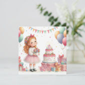 5歳の女の子の誕生日 招待状 (スタンド正面)
