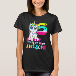 5歳の女の子 かわいいユニコーン 5歳の誕生日 Tシャツ