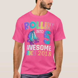 5歳の女の子 ローラースケート 5歳の誕生日 Tシャツ