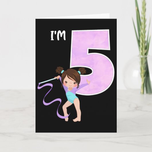 5歳の女子体操選手の5歳の誕生日パーティー 体操 カード (正面)