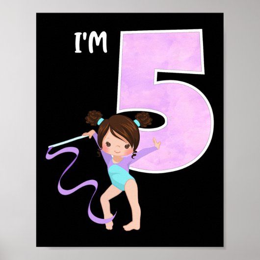 5歳の女子体操選手 5歳の誕生日パーティー 体操 ポスター (正面)