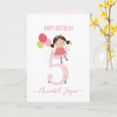 5歳の妖精、女の子はかわいいパーソナライズされた カード (黄色い花)