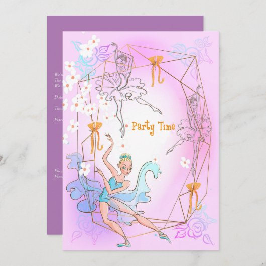 5歳の娘を誕生日パーティーに招待 招待状 (正面/裏面)