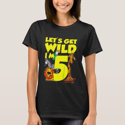 5歳の子供たちがワイルドに行こう私は5誕生日 Tシャツ (正面)