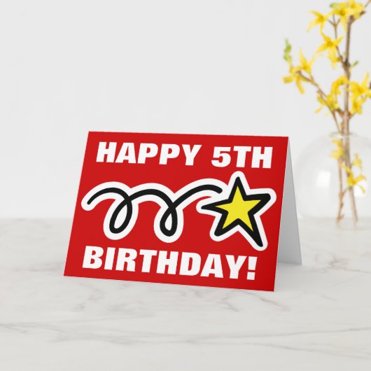 5歳の子供のための誕生日カード – カスタマイズ可能 カード (黄色い花)