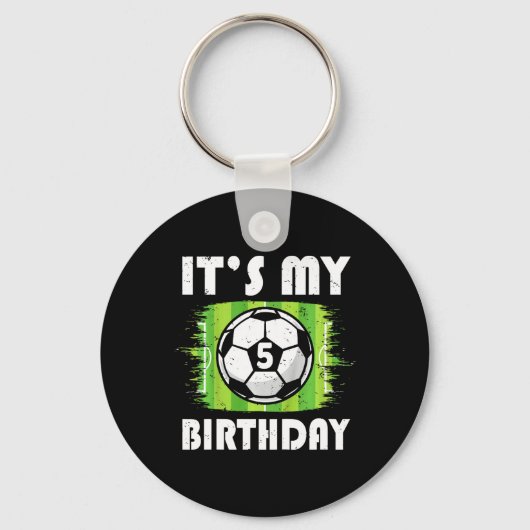 5歳の子供 サッカー選手 5歳の誕生日 お祝い キーホルダー (正面)
