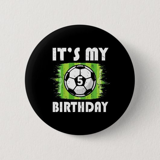 5歳の子供 サッカー選手 5歳の誕生日 お祝い 缶バッジ (正面)