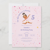 5歳の小さな体操選手のお誕生日おめでとう ピンクの誕生日 招待状 (正面)