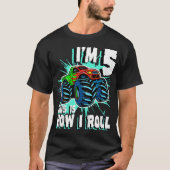 5歳の少年モンスタートラック誕生日パーティー5thボー tシャツ (正面)