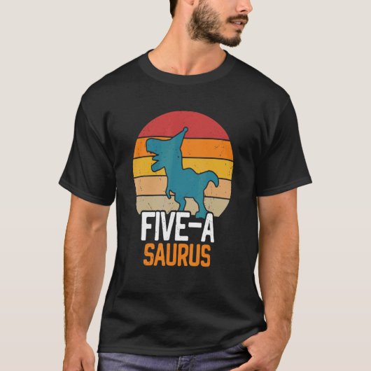 5歳の恐竜誕生日5thレックスディノファイブサウ tシャツ (正面)