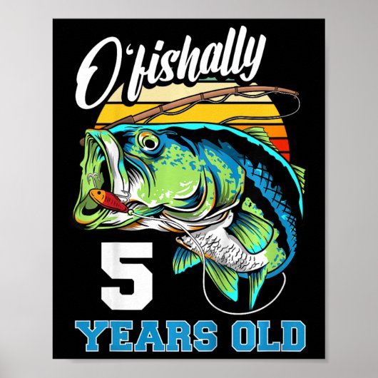 5歳の漁師の男の子の5歳の誕生日おめでとう ポスター (正面)