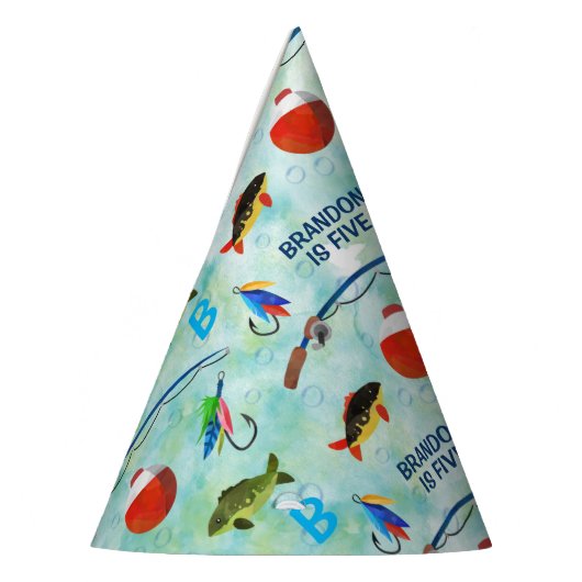 5歳の男の子の誕生日を、魚族をテーマにした魚釣り  パーティーハット (左)