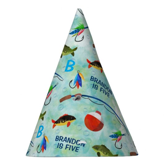 5歳の男の子の誕生日を、魚族をテーマにした魚釣り  パーティーハット (右)