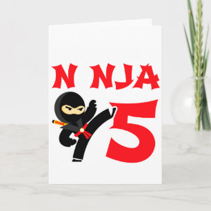 5歳の空手忍者パーティー 子供の5歳の誕生日Tシャツ カード