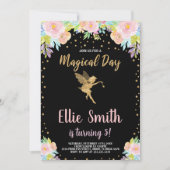 5歳の花ピンクの魔法の妖精の誕生日招待状 招待状 (正面)