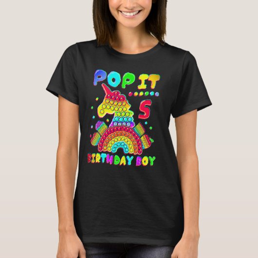 5歳の誕生日おめでとうポップイットおもちゃ 3歳 Tシャツ (正面)
