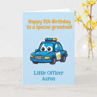 5歳の誕生日おめでとう　お孫さん、パトカー カード
