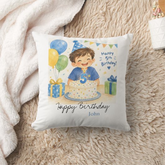 5歳の誕生日おめでとう クッション (ブランケット)