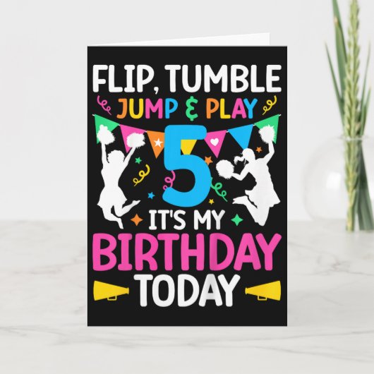 5歳の誕生日おめでとう チアリーディングの女の子 カード (正面)