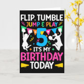 5歳の誕生日おめでとう チアリーディングの女の子 カード (黄色い花)