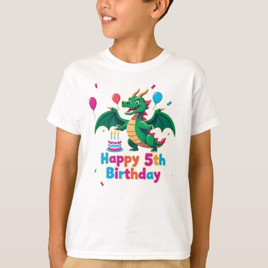 5歳の誕生日おめでとう ドラゴンTシャツ Tシャツ (正面)