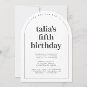 5歳の誕生日おめでとう ハートのフレームの写真入り 招待状 (裏面)