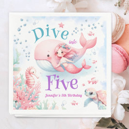 5歳の誕生日おめでとう!ピンクの人魚姫 スタンダードカクテルナプキン