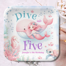5歳の誕生日おめでとう！ピンクの人魚姫