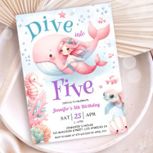 5歳の誕生日おめでとう！ピンクの人魚姫