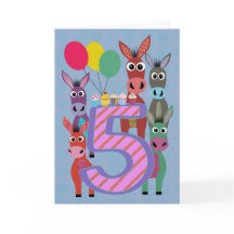 5歳の誕生日おめでとう 五頭のロバとケーキ