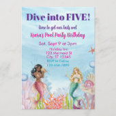 5歳の誕生日おめでとう!人魚姫 招待状 (正面)