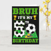 5歳の誕生日おめでとう!少年サッカーのテーマパーティー カード (黄色い花)