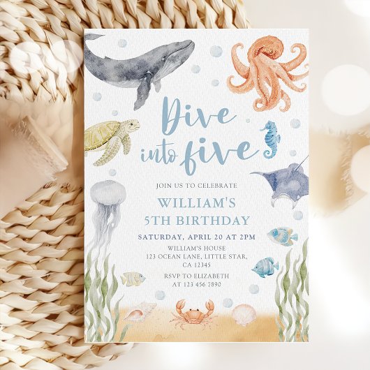 5歳の誕生日おめでとう！海の生き物たちと潜ろう 招待状