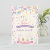 5歳の誕生日おめでとう 素敵な女の子 招待状 (スタンド正面)