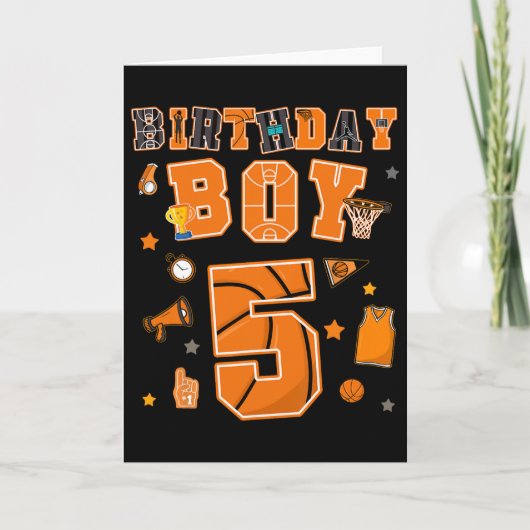 5歳の誕生日おめでとう!誕生日パーティー 少年 カード (正面)