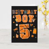 5歳の誕生日おめでとう!誕生日パーティー 少年 カード (黄色い花)