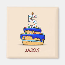 5歳の誕生日おめでとう！青いケーキに5のデコ