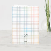 5歳の誕生日おめでとう 3枚の写真で作るボーイ柄の水彩 Plaid カード (裏面)