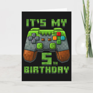 5歳の誕生日おめでとうTシャツ ゲーマー ピクセルゲーム カード