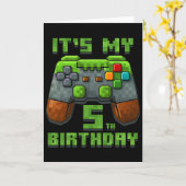 5歳の誕生日おめでとうTシャツ ゲーマー ピクセルゲーム カード (黄色い花)