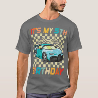 5歳の誕生日おめでとうTシャツ 男の子レース レース好き 5歳児 Tシャツ